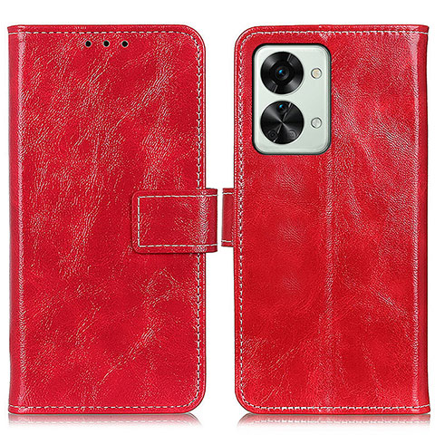 Funda de Cuero Cartera con Soporte Carcasa K04Z para OnePlus Nord 2T 5G Rojo