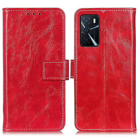 Funda de Cuero Cartera con Soporte Carcasa K04Z para Oppo A16 Rojo