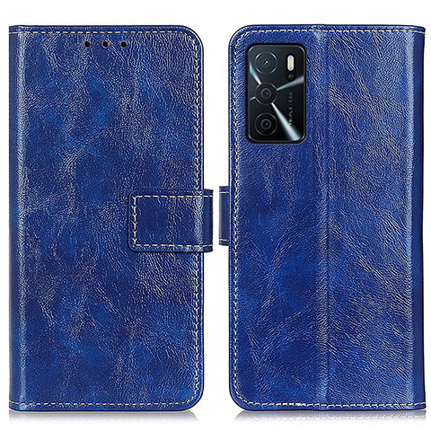 Funda de Cuero Cartera con Soporte Carcasa K04Z para Oppo A16s Azul