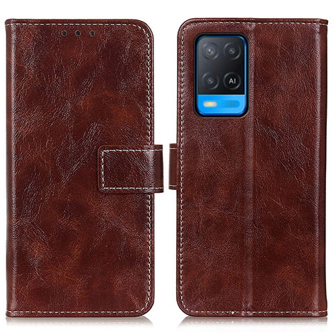 Funda de Cuero Cartera con Soporte Carcasa K04Z para Oppo A54 4G Marron