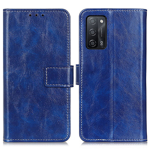 Funda de Cuero Cartera con Soporte Carcasa K04Z para Oppo A55 5G Azul