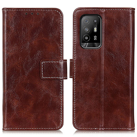 Funda de Cuero Cartera con Soporte Carcasa K04Z para Oppo A95 5G Marron