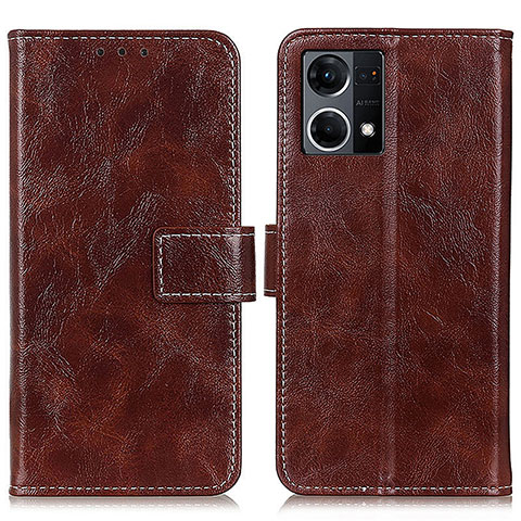 Funda de Cuero Cartera con Soporte Carcasa K04Z para Oppo F21s Pro 4G Marron