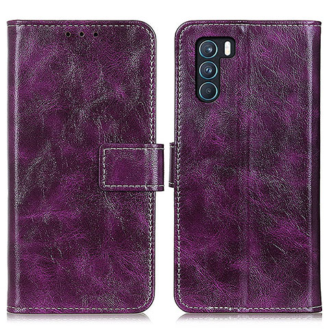 Funda de Cuero Cartera con Soporte Carcasa K04Z para Oppo K9 Pro 5G Morado