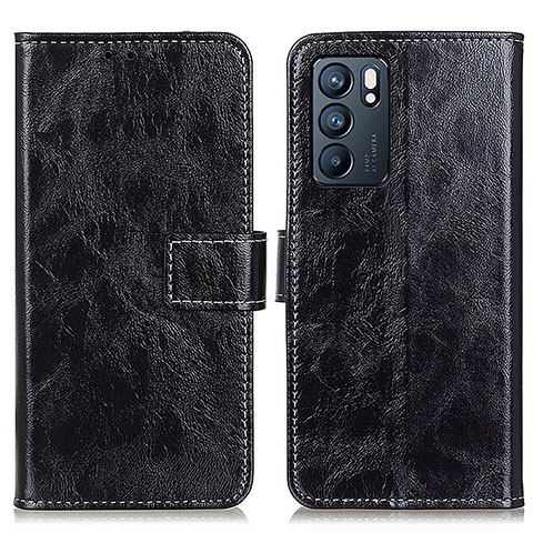 Funda de Cuero Cartera con Soporte Carcasa K04Z para Oppo Reno6 5G Negro