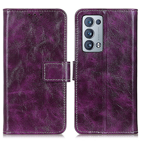 Funda de Cuero Cartera con Soporte Carcasa K04Z para Oppo Reno6 Pro 5G Morado