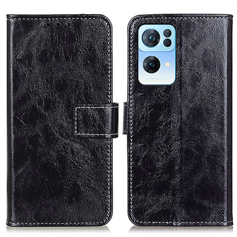 Funda de Cuero Cartera con Soporte Carcasa K04Z para Oppo Reno7 Pro 5G Negro