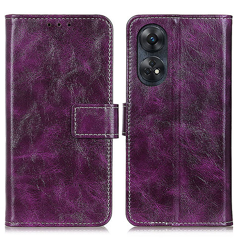 Funda de Cuero Cartera con Soporte Carcasa K04Z para Oppo Reno8 T 4G Morado