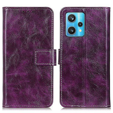 Funda de Cuero Cartera con Soporte Carcasa K04Z para Realme 9 4G Morado