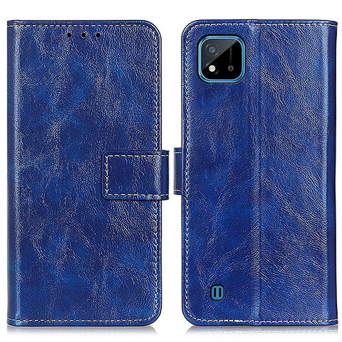 Funda de Cuero Cartera con Soporte Carcasa K04Z para Realme Narzo 50i Azul