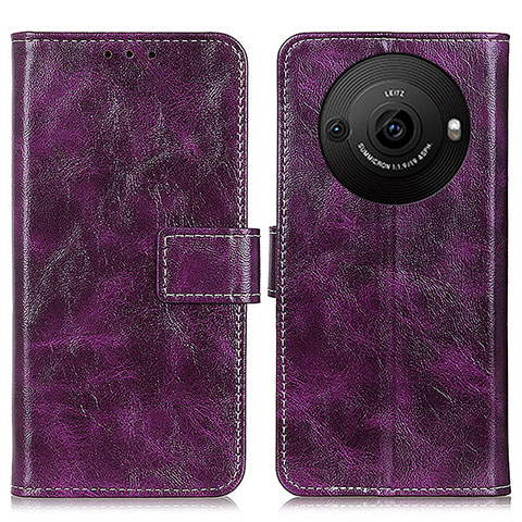 Funda de Cuero Cartera con Soporte Carcasa K04Z para Sharp Aquos R8 Pro Morado