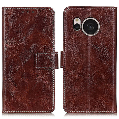 Funda de Cuero Cartera con Soporte Carcasa K04Z para Sharp Aquos Sense7 Plus Marron