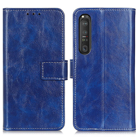 Funda de Cuero Cartera con Soporte Carcasa K04Z para Sony Xperia 1 III Azul