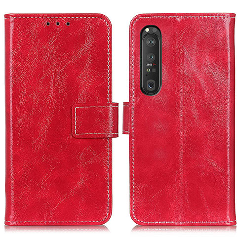 Funda de Cuero Cartera con Soporte Carcasa K04Z para Sony Xperia 1 III Rojo