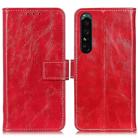 Funda de Cuero Cartera con Soporte Carcasa K04Z para Sony Xperia 1 IV Rojo