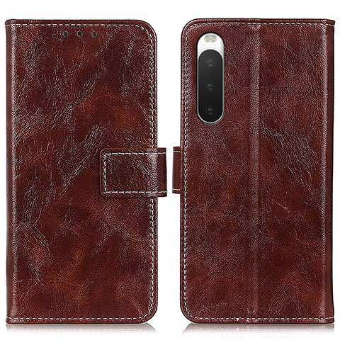 Funda de Cuero Cartera con Soporte Carcasa K04Z para Sony Xperia 10 IV SO-52C Marron