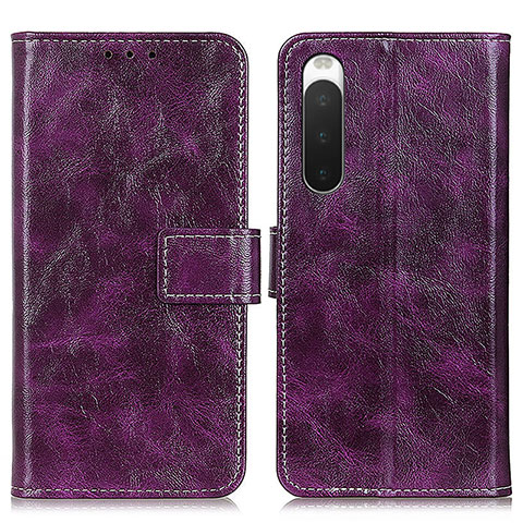 Funda de Cuero Cartera con Soporte Carcasa K04Z para Sony Xperia 10 IV SO-52C Morado