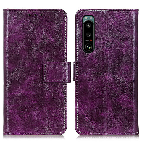 Funda de Cuero Cartera con Soporte Carcasa K04Z para Sony Xperia 5 III SO-53B Morado