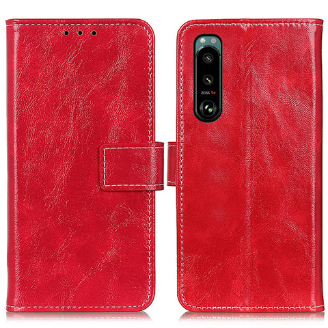 Funda de Cuero Cartera con Soporte Carcasa K04Z para Sony Xperia 5 III SO-53B Rojo