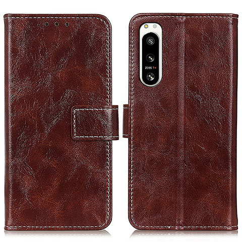 Funda de Cuero Cartera con Soporte Carcasa K04Z para Sony Xperia 5 IV Marron