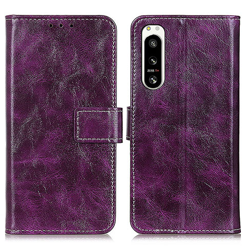 Funda de Cuero Cartera con Soporte Carcasa K04Z para Sony Xperia 5 IV Morado