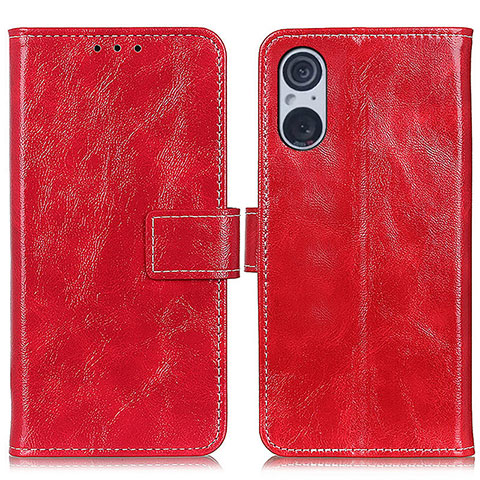 Funda de Cuero Cartera con Soporte Carcasa K04Z para Sony Xperia 5 V Rojo