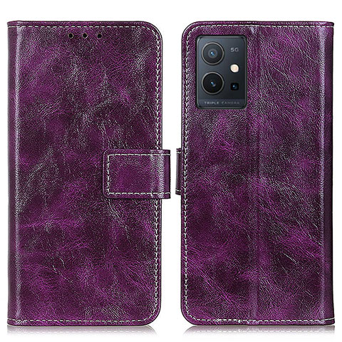 Funda de Cuero Cartera con Soporte Carcasa K04Z para Vivo iQOO Z6 5G Morado