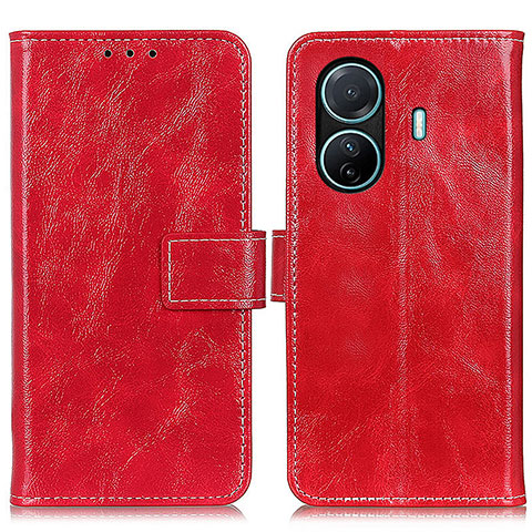 Funda de Cuero Cartera con Soporte Carcasa K04Z para Vivo T1 5G Rojo