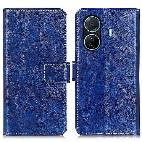 Funda de Cuero Cartera con Soporte Carcasa K04Z para Vivo T1 Pro 5G Azul