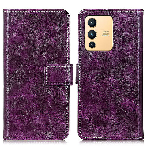 Funda de Cuero Cartera con Soporte Carcasa K04Z para Vivo V23 5G Morado