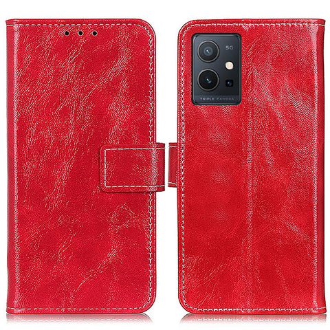 Funda de Cuero Cartera con Soporte Carcasa K04Z para Vivo Y30 5G Rojo