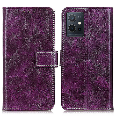 Funda de Cuero Cartera con Soporte Carcasa K04Z para Vivo Y33e 5G Morado