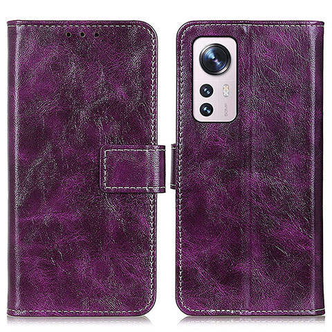 Funda de Cuero Cartera con Soporte Carcasa K04Z para Xiaomi Mi 12 5G Morado