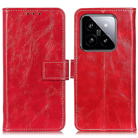 Funda de Cuero Cartera con Soporte Carcasa K04Z para Xiaomi Mi 14 5G Rojo