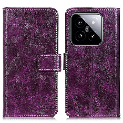 Funda de Cuero Cartera con Soporte Carcasa K04Z para Xiaomi Mi 14 Pro 5G Morado