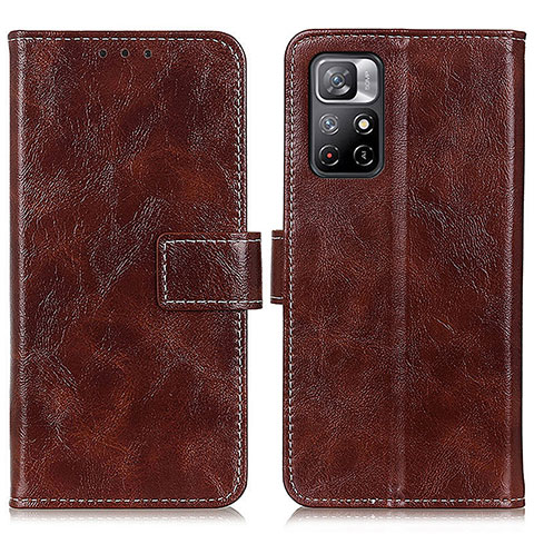 Funda de Cuero Cartera con Soporte Carcasa K04Z para Xiaomi Poco M4 Pro 5G Marron