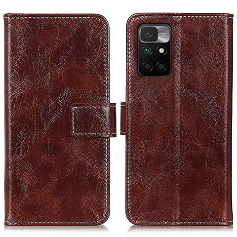 Funda de Cuero Cartera con Soporte Carcasa K04Z para Xiaomi Redmi 10 4G Marron