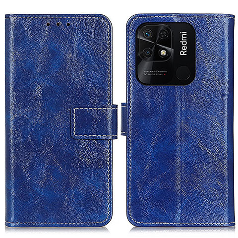 Funda de Cuero Cartera con Soporte Carcasa K04Z para Xiaomi Redmi 10 India Azul