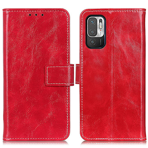 Funda de Cuero Cartera con Soporte Carcasa K04Z para Xiaomi Redmi Note 10T 5G Rojo