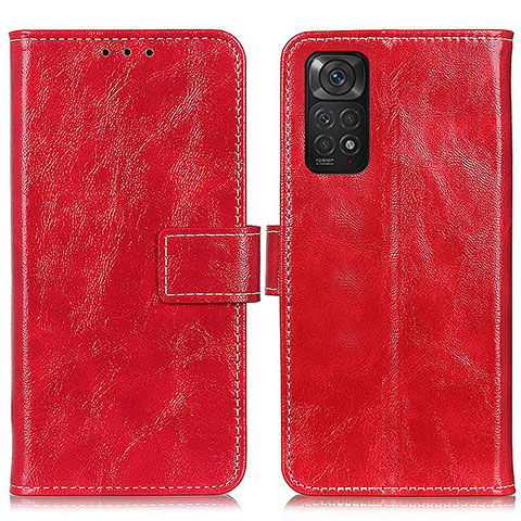 Funda de Cuero Cartera con Soporte Carcasa K04Z para Xiaomi Redmi Note 11 4G (2022) Rojo