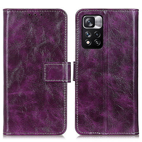 Funda de Cuero Cartera con Soporte Carcasa K04Z para Xiaomi Redmi Note 11 Pro+ Plus 5G Morado