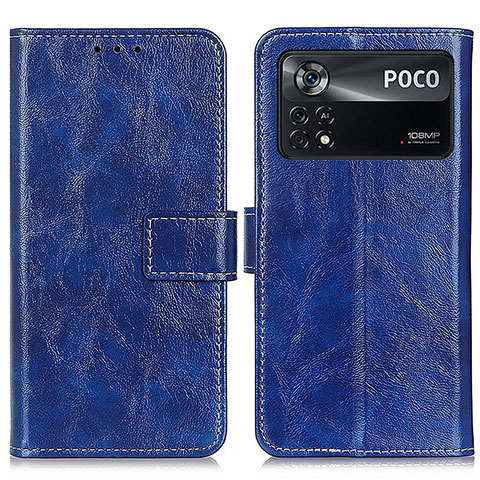 Funda de Cuero Cartera con Soporte Carcasa K04Z para Xiaomi Redmi Note 11E Pro 5G Azul