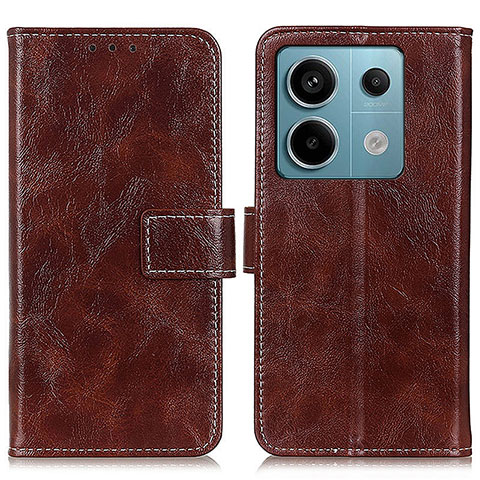 Funda de Cuero Cartera con Soporte Carcasa K04Z para Xiaomi Redmi Note 13 Pro 5G Marron