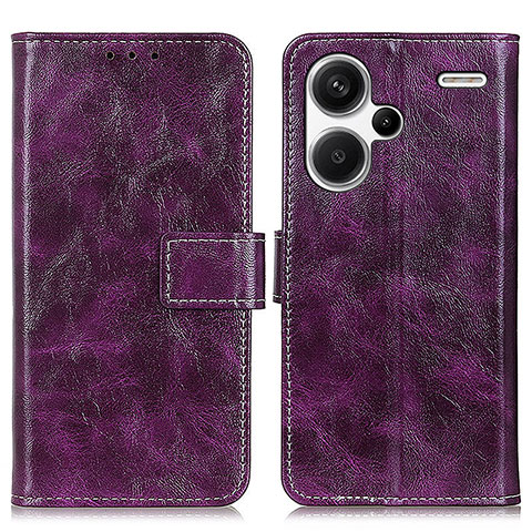 Funda de Cuero Cartera con Soporte Carcasa K04Z para Xiaomi Redmi Note 13 Pro+ Plus 5G Morado