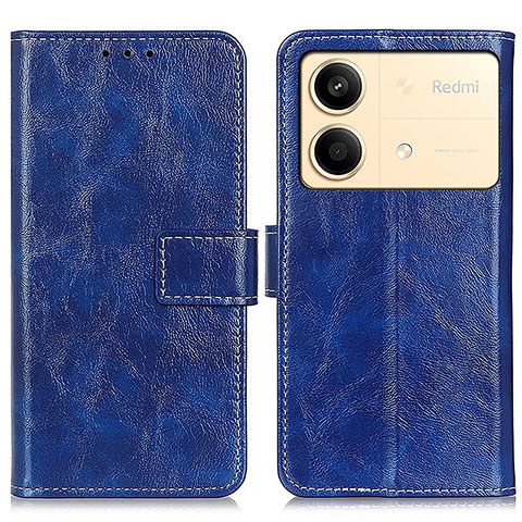 Funda de Cuero Cartera con Soporte Carcasa K04Z para Xiaomi Redmi Note 13R Pro 5G Azul