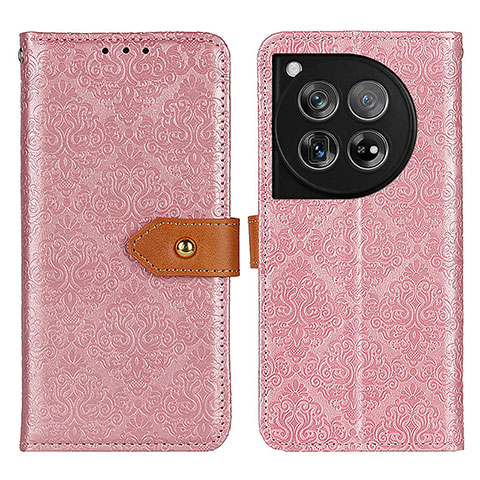 Funda de Cuero Cartera con Soporte Carcasa K05Z para OnePlus 12 5G Rosa