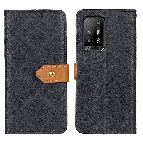 Funda de Cuero Cartera con Soporte Carcasa K05Z para Oppo F19 Pro+ Plus 5G Negro