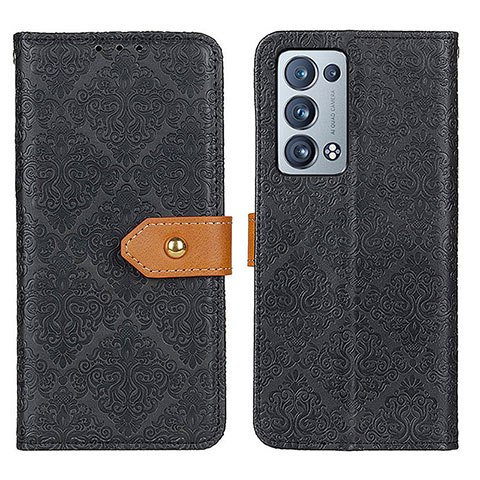 Funda de Cuero Cartera con Soporte Carcasa K05Z para Oppo Reno6 Pro 5G Negro