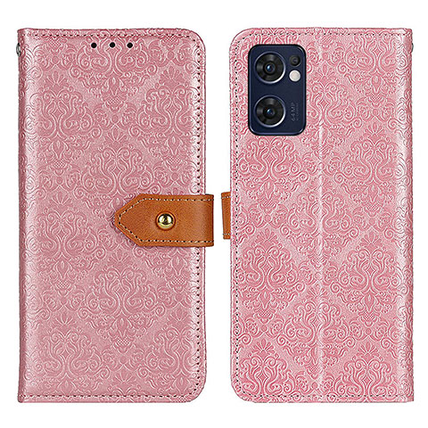 Funda de Cuero Cartera con Soporte Carcasa K05Z para Oppo Reno7 5G Rosa