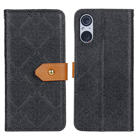 Funda de Cuero Cartera con Soporte Carcasa K05Z para Sony Xperia 5 V Negro